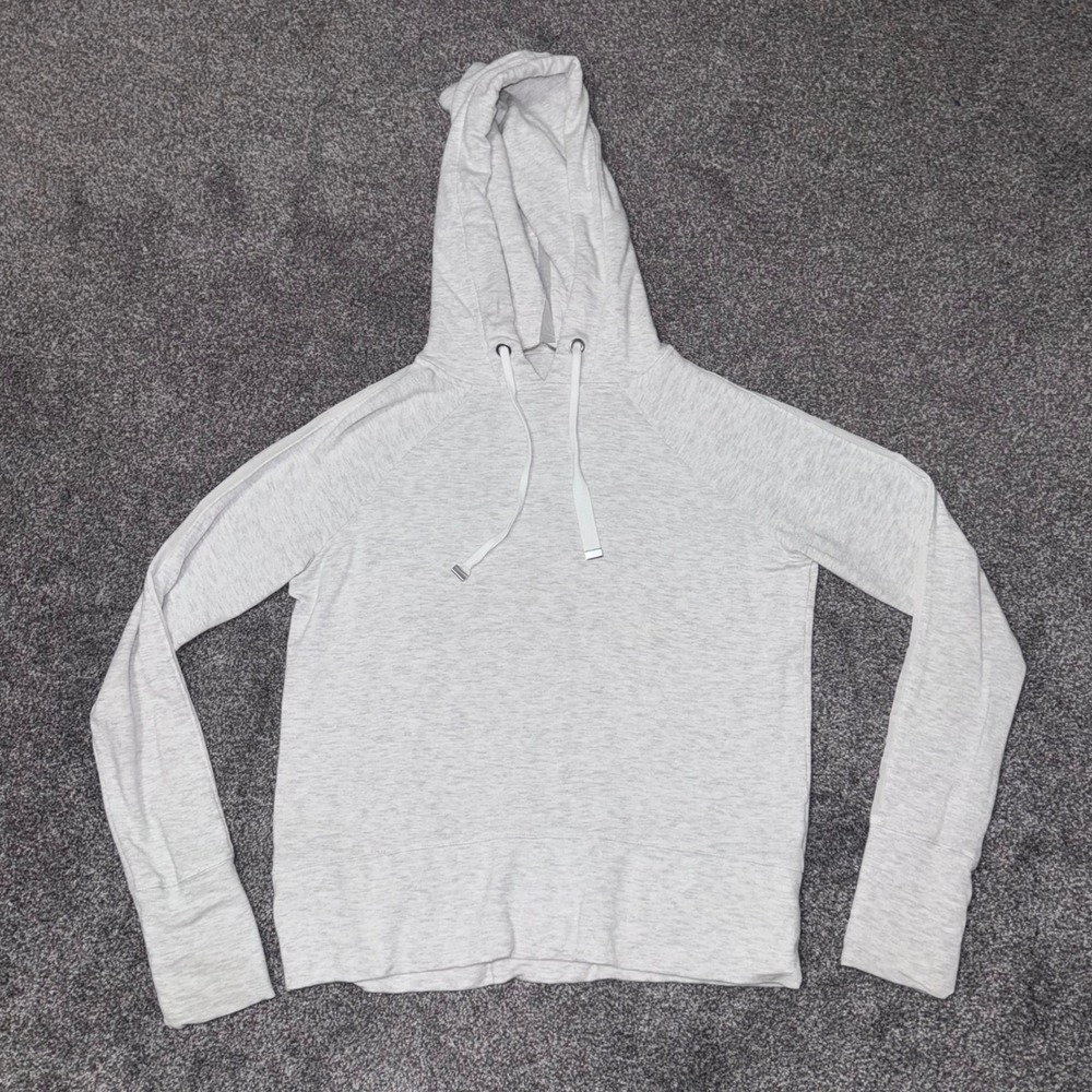 Athleta Women's Heather Grey Open Hearted Pull Over Hoodie Size XS